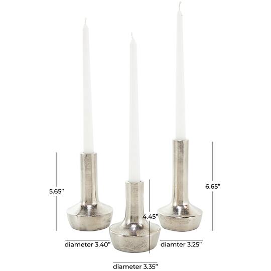 Silver Aluminum Candle Holder with Rounded Base Set